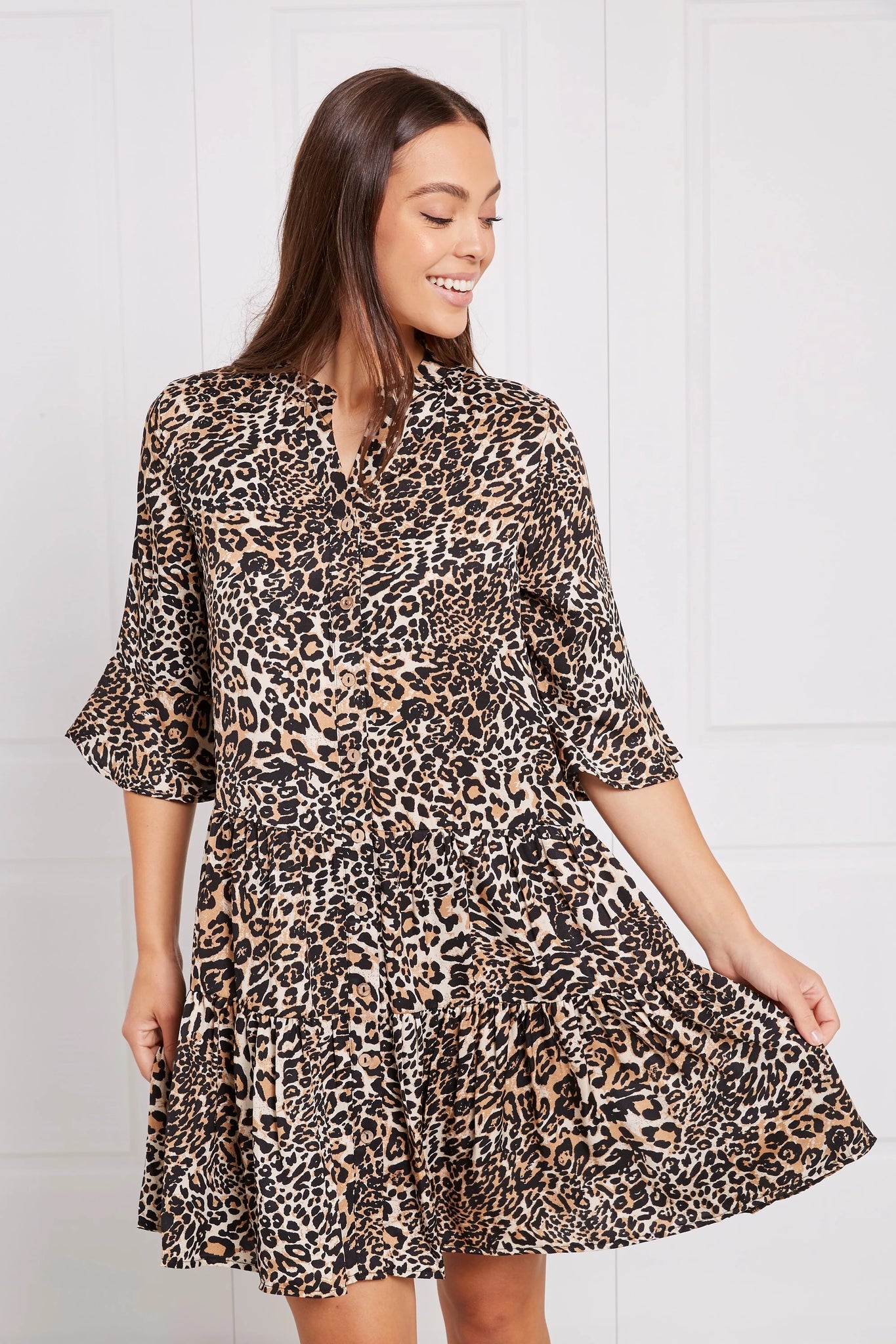 Animal print babydoll clearance dress