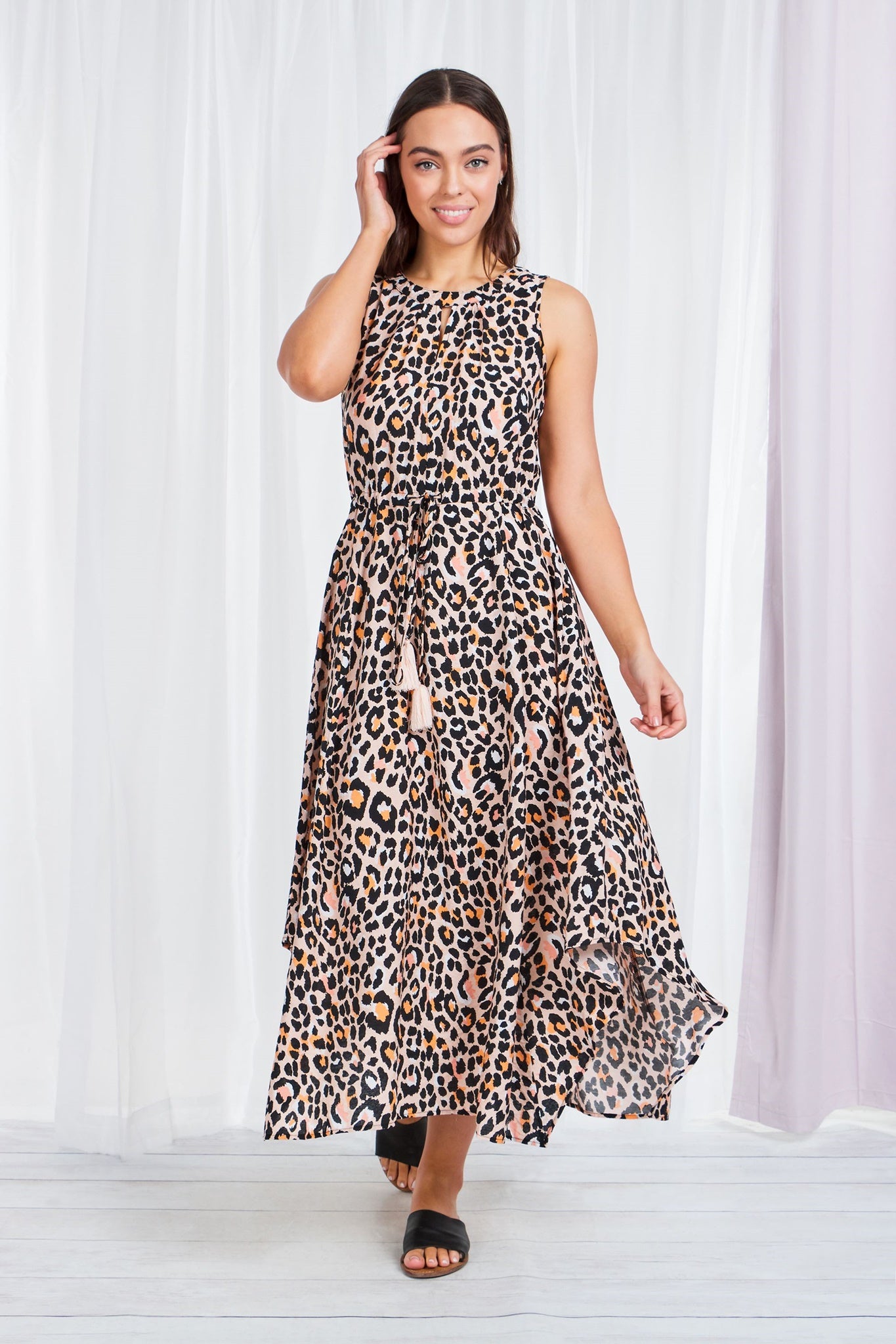 ASYMMETRICAL LEOPARD PRINT DRESS