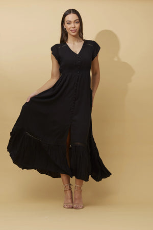 BUTTON FRONT MAXI DRESS