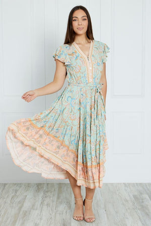 BOHO TIERED MIDI DRESS