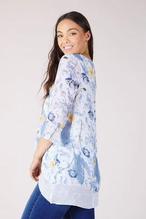 BOTANICAL PRINT DOUBLE LAYERED TUNIC TOP