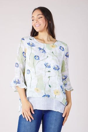 BOTANICAL PRINT DOUBLE LAYERED TUNIC TOP