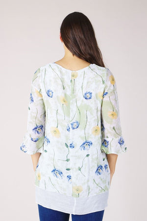 BOTANICAL PRINT DOUBLE LAYERED TUNIC TOP