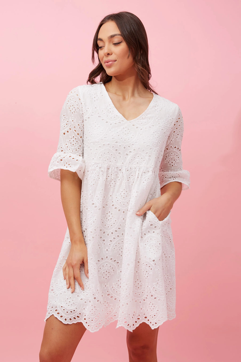BRODERIE ANGLAISE BABYDOLL DRESS