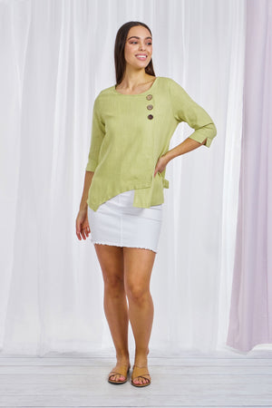 BUTTON FRONT ASYMMETRIC TOP