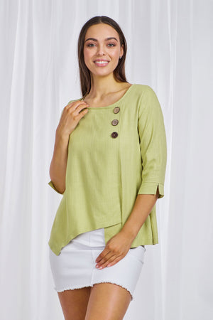 BUTTON FRONT ASYMMETRIC TOP