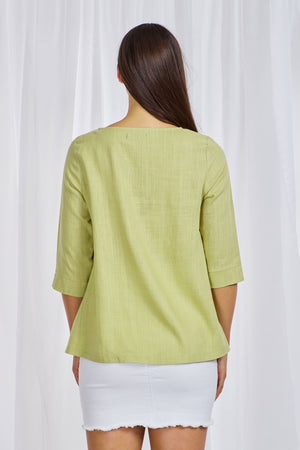 BUTTON FRONT ASYMMETRIC TOP