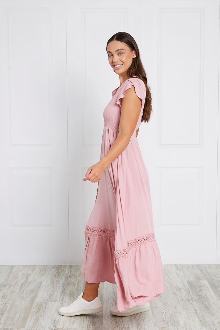 BUTTON FRONT MAXI DRESS