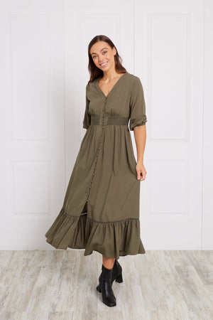 BUTTON FRONT MAXI DRESS