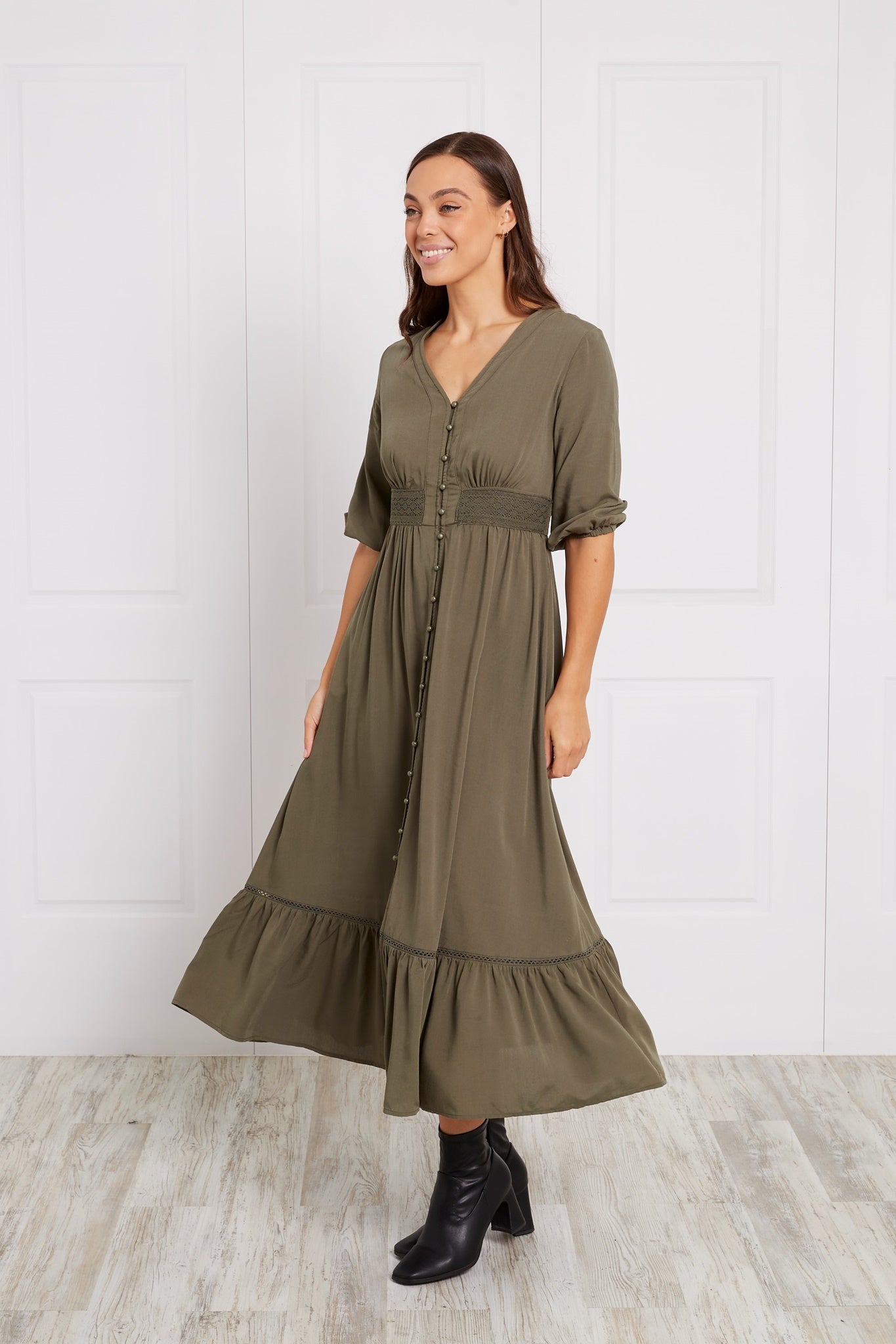 BUTTON FRONT MAXI DRESS