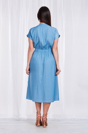 BUTTON FRONT MIDI DRESS
