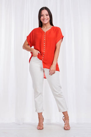 Cap Sleeve Button Front Top