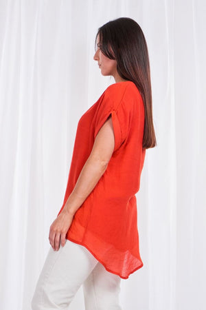 Cap Sleeve Button Front Top