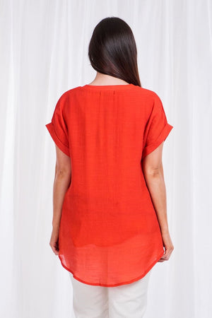 Cap Sleeve Button Front Top