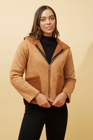CHASITY TEDDY FUR HOODED JACKET