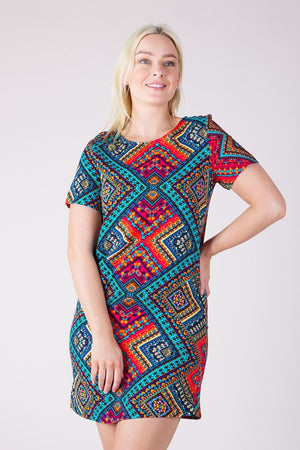 CHEVRON PRINT SHIFT DRESS