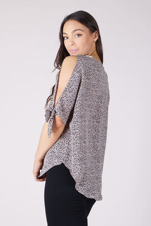 COLD SHOULDER CHEETAH PRINT BLOUSE
