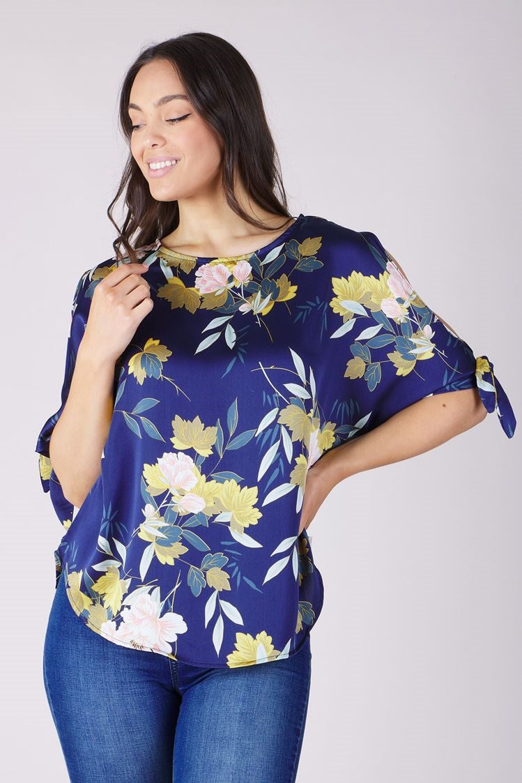 COLD SHOULDER FLORAL BLOUSE