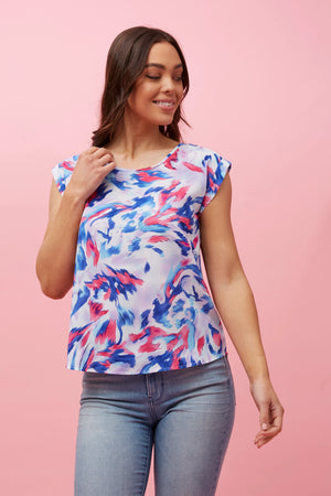COLOURFUL ABSTRACT PRINT SHELL TOP