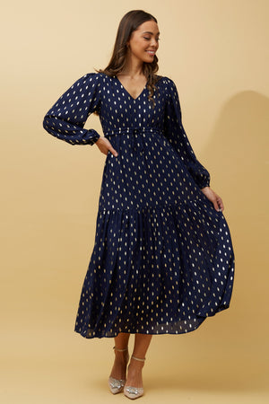 TEARDROP FOIL PRINT MAXI DRESS