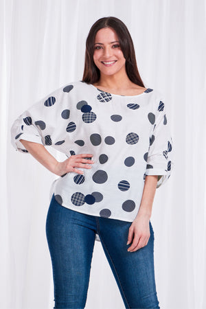 ELBOW SLEEVE POLKA DOT TOP