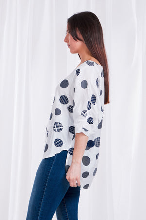 ELBOW SLEEVE POLKA DOT TOP