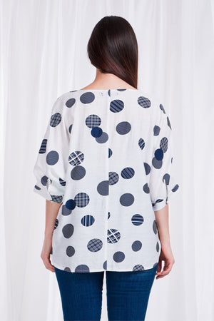 ELBOW SLEEVE POLKA DOT TOP