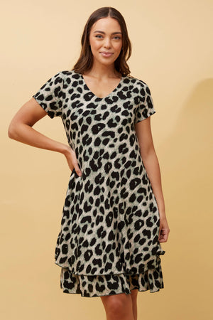 ELECTRA DOUBLE LAYER ANIMAL PRINT DRESS