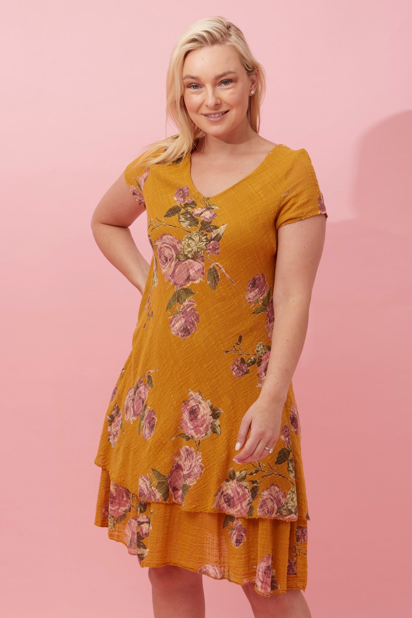 ELECTRA DOUBLE LAYER FLORAL DRESS