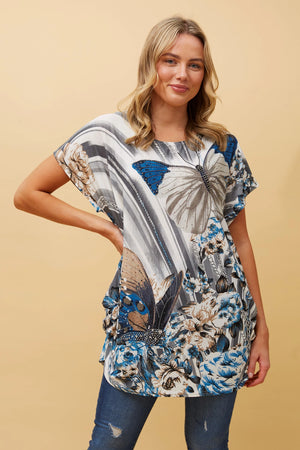 EXCELINA BUTTERFLY PRINT TOP