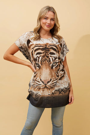 EXCELINA TIGER PRINT TOP