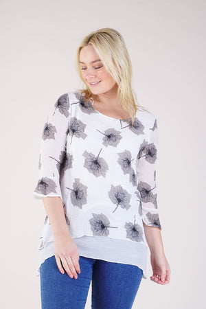 FLORAL ASYMMETRICAL HEM TOP