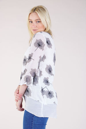 FLORAL ASYMMETRICAL HEM TOP