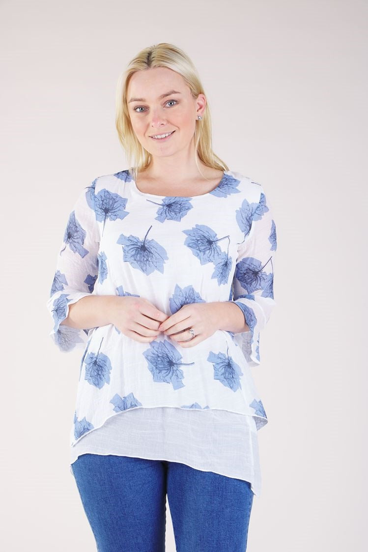 FLORAL ASYMMETRICAL HEM TOP
