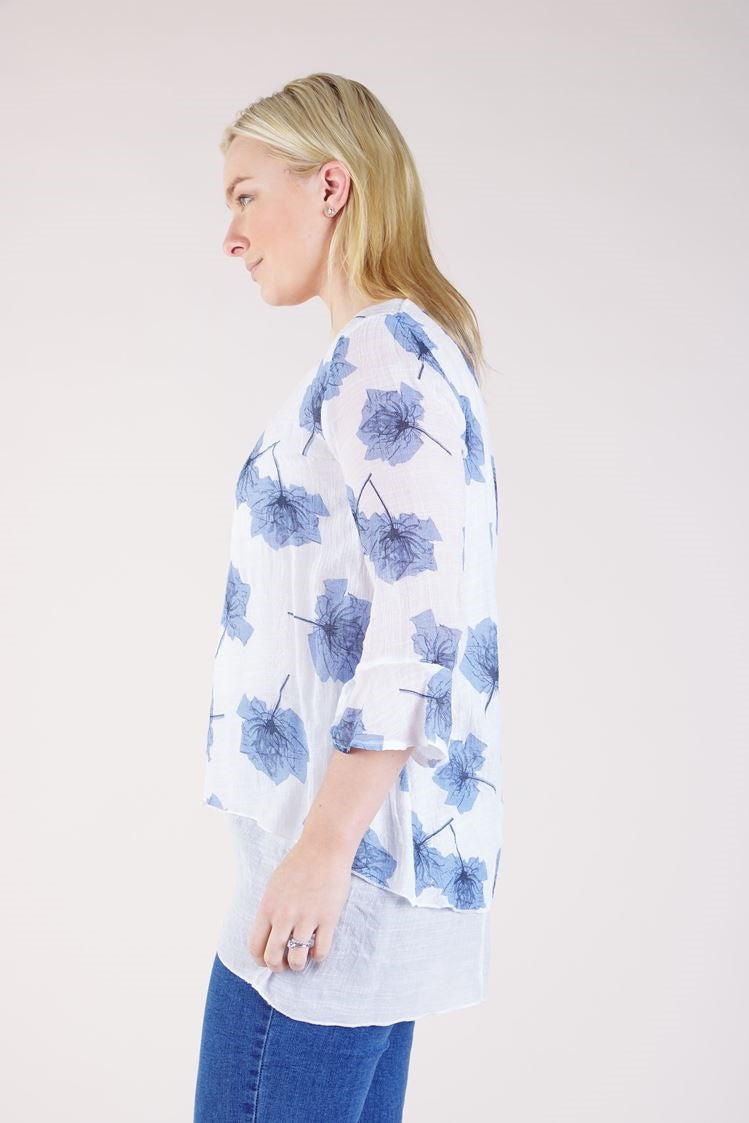 FLORAL ASYMMETRICAL HEM TOP