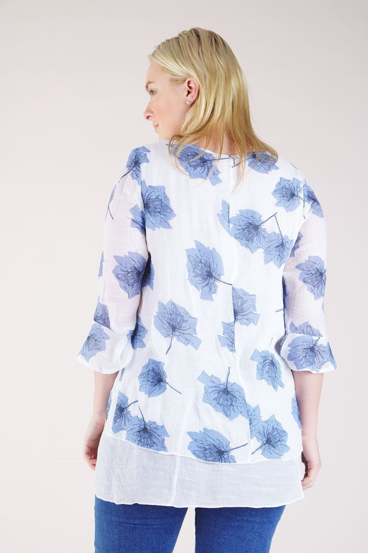 FLORAL ASYMMETRICAL HEM TOP