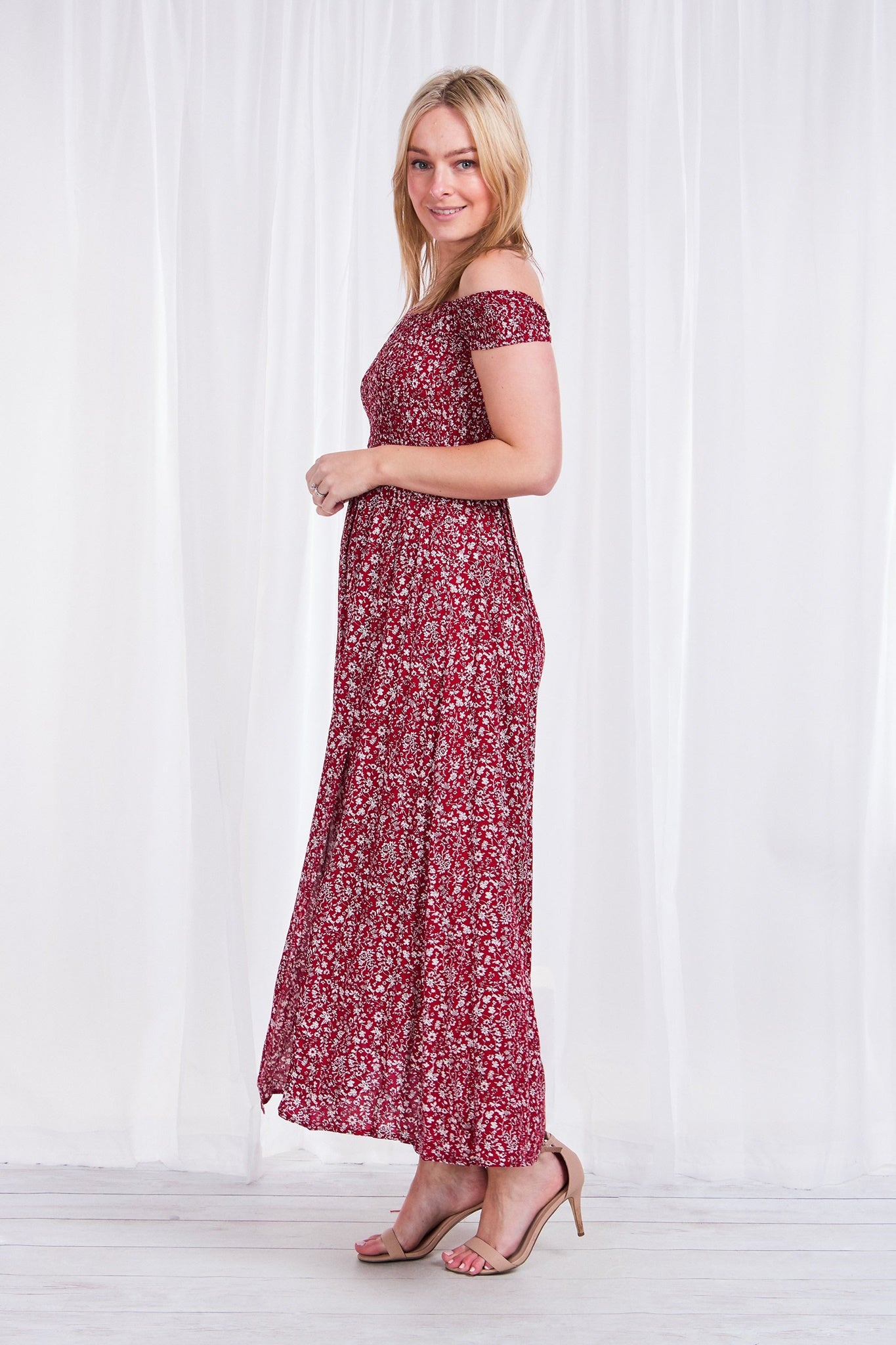 FLORAL BARDOT MAXI DRESS