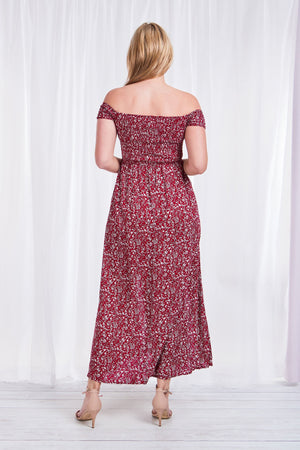 FLORAL BARDOT MAXI DRESS