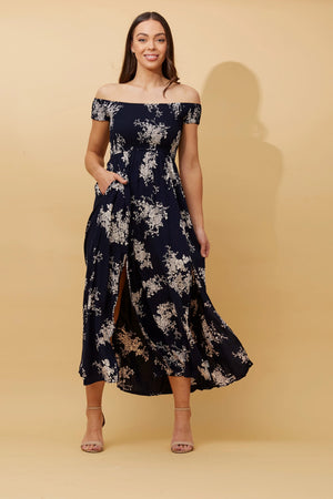 FLORAL BARDOT MAXI DRESS