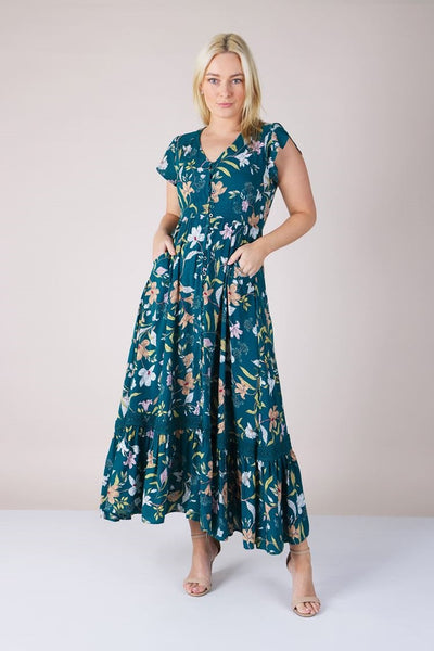 FLORAL BUTTON FRONT MAXI DRESS – Carla Milani