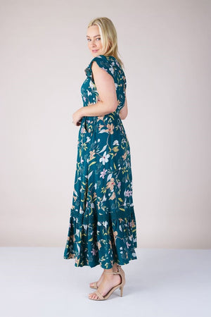 FLORAL BUTTON FRONT MAXI DRESS