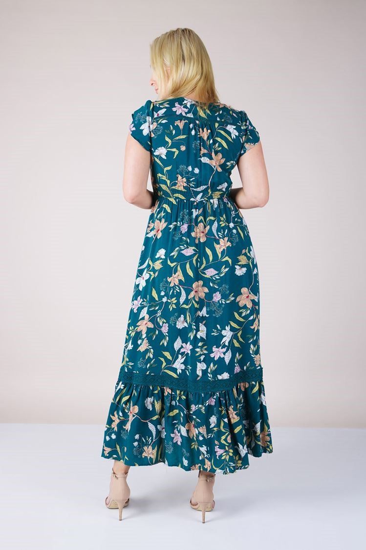 FLORAL BUTTON FRONT MAXI DRESS