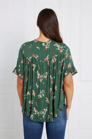 FLORAL FRILL SLEEVE TOP