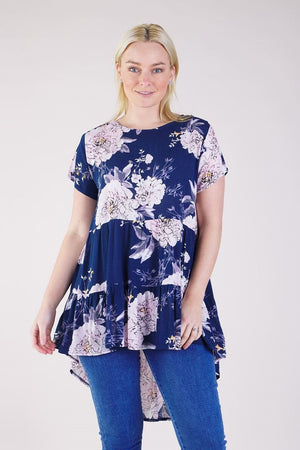 FLORAL HI LOW TIERED TOP