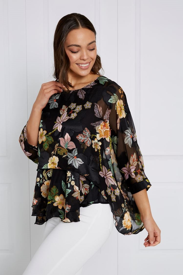 FLORAL LAYERED BLOUSE