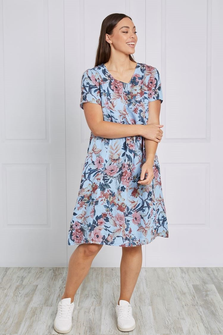 FLORAL LINEN DRESS