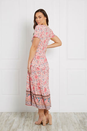 FLORAL PRINT BOHO MIDI DRESS