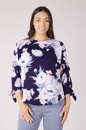 FLORAL TIE SLEEVE BLOUSE