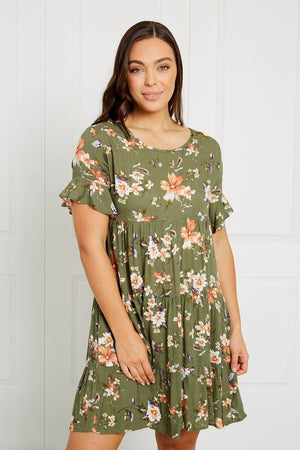 FLORAL TIERED SHORT DRESS