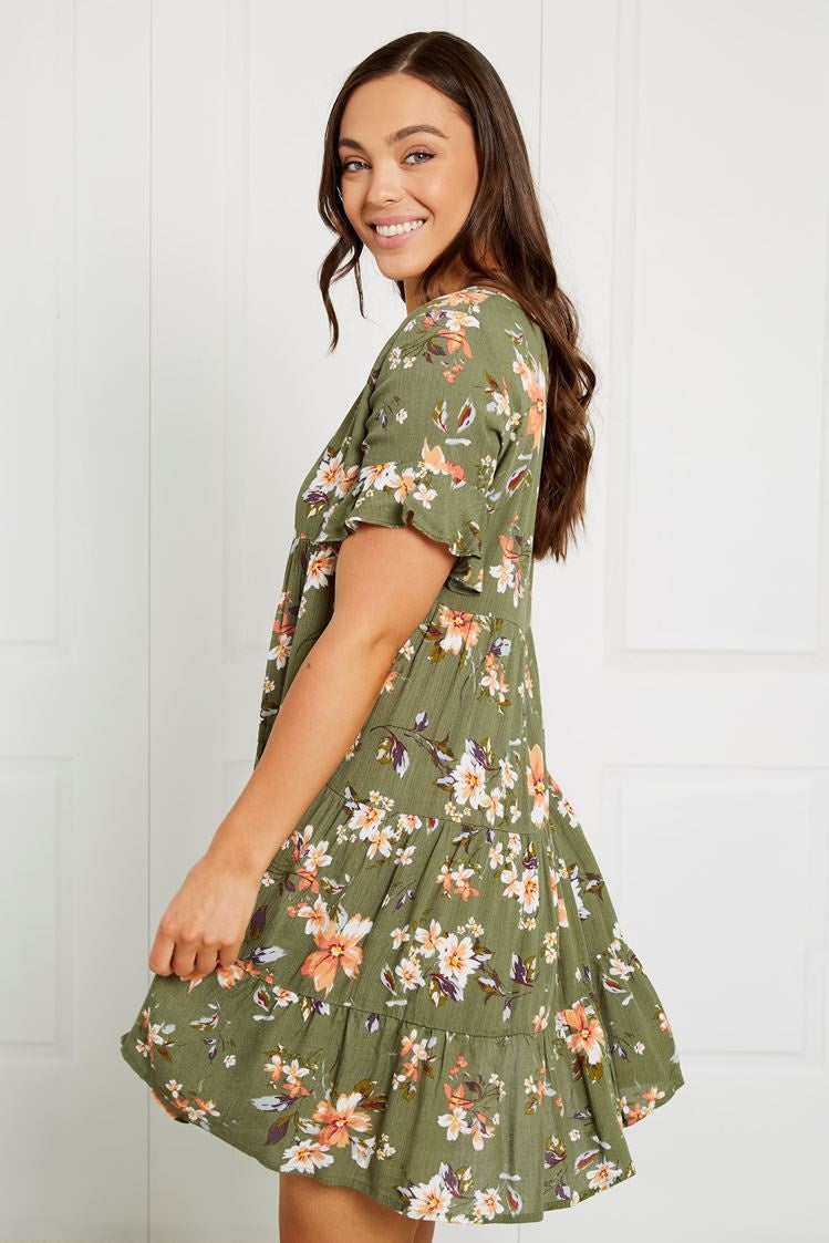 FLORAL TIERED SHORT DRESS